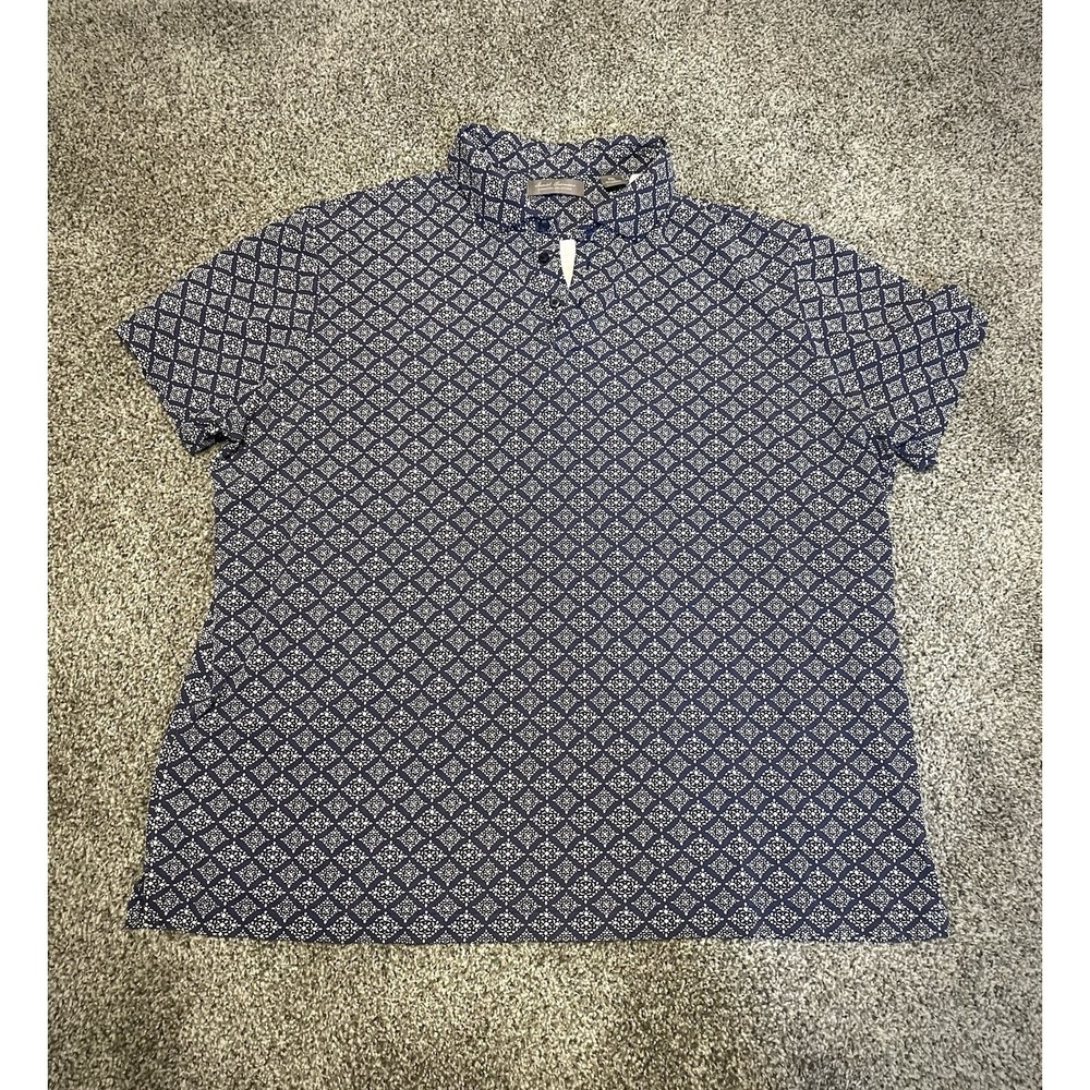 Daniel Cremieux Mens‎ Polo Signature Collection XXL Navy Floral Paisley Golf